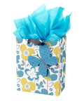 Medium Gift Bag With Tissue Paper Flowers And Butterflies In Turquoise And Yellow For Birthdays Mothers Day Bridal Showers Baby Showers And More Great For Gifting For Candles Books Scarves Or Small Gifts