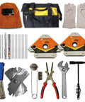 All In One 26 Piece MIG Welding Kit With Auto Darkening Helmet Heat Resistant Leather Gloves Chipping Hammer Welpers Pliers