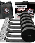 12 Foot By 1 Inch Lashing Straps 6 Pack Cargo Tie Down Straps No Hooks Needed With Carry Bag, silver finish, in packaging