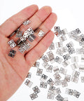 Hand holding 100 Pack Mini Hinges For Crafts Three Tenths By Four Tenths Inch Tiny Metal Hinge 180 Degree For DIY Enthusiast