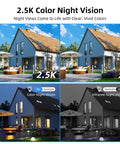 Comparison of 2.5K vs 2K color night vision with Solar Powered Outdoor Security Camera Wireless 2K WiFi with 360 Degree PTZ.