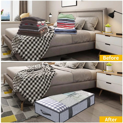 No Fuss Underbed Storage Bags 2 Pack With Heavy Duty Zipper And Visible Front Panel Super Breathable Linen Grey Fabric That Hits Different When Storing All Your Cozy Throws And Winter Wear