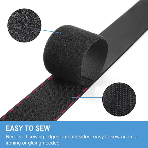 Heavy Duty Sew On Hook And Loop Strips 3 Inch By 7 Foot Non Adhesive Roll For Fabric And Clothes Sewing, Easy To Sew Edges