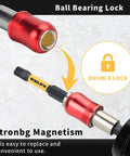 Close-up of ball bearing lock on Pro Grade 23-Piece 2-Inch Allen Wrench And Drill Bit Set With Magnetic One Quarter Inch Hex Bits.