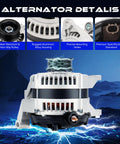 High Output 12V Alternator Replacement For Dodge Durango 3.7L And 4.7L Engines 2001-2006 Jeep Commander 3.7L-4.7L 2006 Grand Cherokee 3.7L-4.7L 2005-2006 Liberty 3.7L 2002-2006 Replaces 56029914A with aluminum housing and mounting details shown