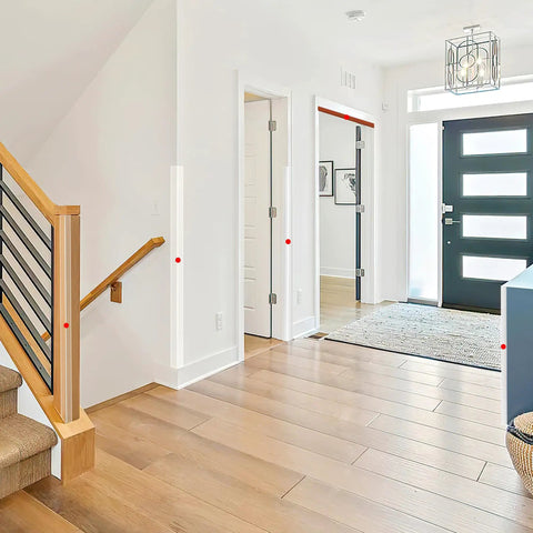 Top Shelf Clear Self Adhesive Wall Corner Protectors Keep Door Frames Cabinets And Baseboards Looking Crisp While Battling Daily Nicks Perfect Diy Project Pick 31 5 By 1 18 Inch installed on interior walls in a modern hallway.