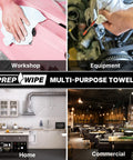 Prep Wipe White Lint Free Cleaning Towels 300 Sheets used in workshop, equipment, home, and commercial settings