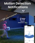 Super Bright Outdoor WiFi Floodlight Security Camera With 5000 Lumens 1080p HD Motion Alerts, motion detection in action, app screen
