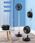 Portable Oscillating Travel Fan With 10400mAh Battery, Rechargeable USB Floor Desk Pedestal Fan, adjustable height display