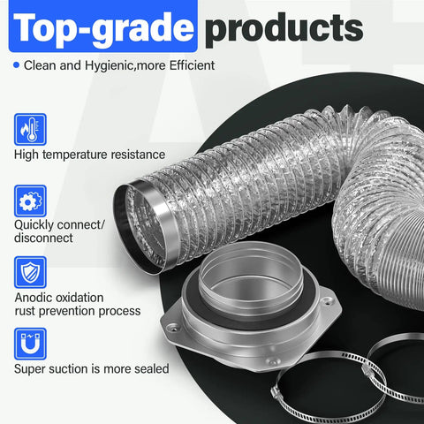 Magnetic Dryer Vent Connector Kit MV 180 with flexible hose and clamps showcasing high temperature resistance and quick connection