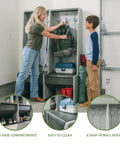 Open Design Storage Locker With Benches And Shoe Cubbies Freestanding Cabinet With Metal Hooks Weather Resistant UV Protected Organizer