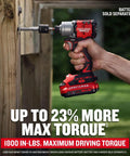 V20 Brushless RP Cordless Quarter Inch Impact Driver Tool Only with 1800 Inch Pounds Torque held by person driving screw into wood