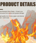 Waveguide Cover for Microwave Oven Replacement 5304464061 Mica Plate Sheets Two Pack with flame graphics and product details text