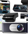 Front And Rear 4K Dash Cam For Cars With Dual Recording, Built-In 5G WiFi GPS, 64GB Card Included, 3.2 Inch IPS Screen, UHD Night Vision