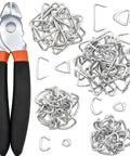 Beefy Hog Ring Pliers Kit with 100 Pcs Galvanized Rings for auto upholstery, fencing, pet cages and DIY projects, 3/8" to 1" sizes