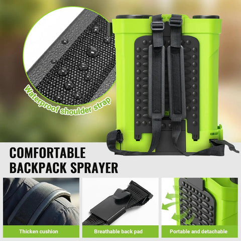 Battery Powered Backpack Sprayer 5.3 Gallon 20L With 21V Battery And 100 PSI Electric Garden Sprayer For Lawn Care, Waterproof Strap