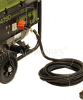 Heavy Duty Generator Extension Cord Featuring Nema L14 30 Locking Connectors And Four Prong Cable for connecting to a generator.