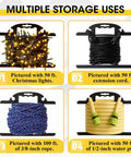 Heavy Duty Extension Cord And Hose Reel With Carrying Handle For Easy Yard Setup, Rugged ABS H Shape Organizer with multiple storage uses