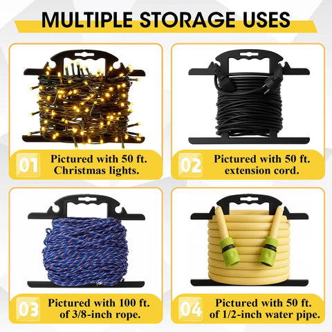 Heavy Duty Extension Cord And Hose Reel With Carrying Handle For Easy Yard Setup, Rugged ABS H Shape Organizer with multiple storage uses