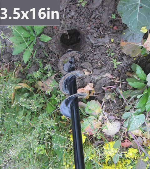 Heavy Duty Garden Auger Drill Bit For Planting With Deep Uniform Holes In Two Sizes 3.5 By 16 Inches And 1.6 By 16.5 Inches