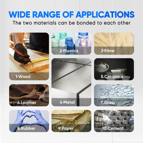 Image showing applications of the Two Part Epoxy Putty Stick For Quick Repairs On Pools Heaters Metal Plastic Ceramic Water Resistant Black 120g All Purpose Underwater Patch Kit, including wood, plastics, fibre, leather, metal, ceramics, glass, rubber, paper, and cement.