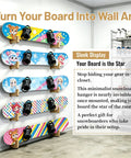 Universal Skateboard And Snowboard Wall Mount Bamboo Rack For Horizontal Storage Indoor And Outdoor showcasing colorful boards on wall