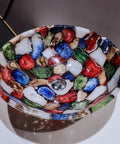 Show Stopping Game Changer Agate Powder Room Sink With Fire Modern Elegance For Luxury Bathroom Vanity Decor 24 Inch Square Handwash Bowl Premium Nonporous Glaze Fit, colorful agate stone basin view.