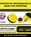 Power Scrub Drill Brush Attachment Set For Bathroom Tile Grout Cleaning, 3 nylon brush sizes with 1/4 in quick-change shaft