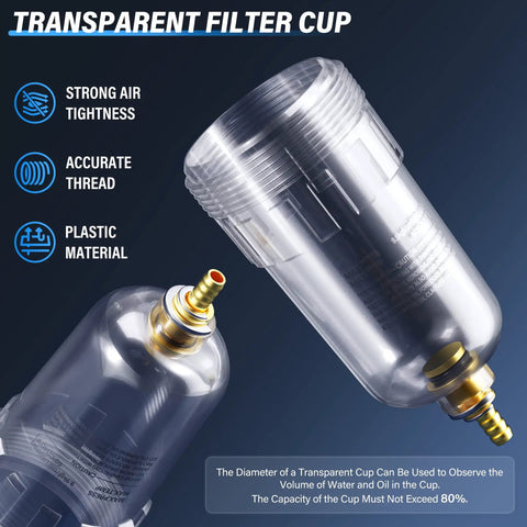 Transparent filter cup for 2 In 1 Oil And Air Regulator Filter With Lubricator Cup And Gauge, strong air tightness
