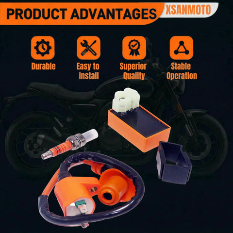 Ignition Trio Kit with CDI Box Ignition Coil and Spark Plug for GY6 50cc 125cc 150cc ATV Scooter Honda TRX70 TRX200 TRX250 CRF90 XR100R