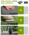 Go-To Self-Inflating Seat Cushion For Travel And Outdoors with hand pressing, lightweight and portable features highlighted