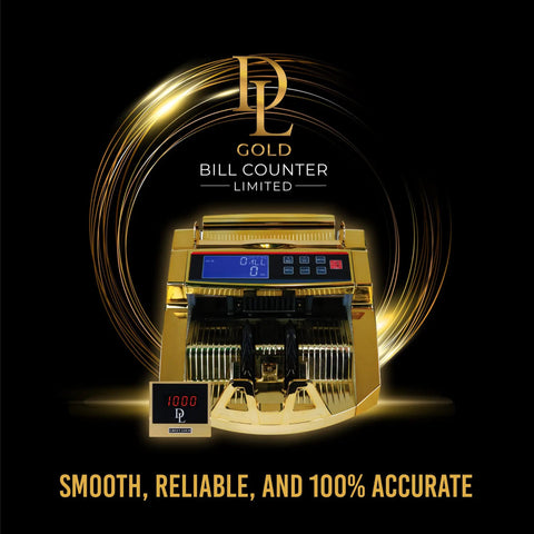 Gold-plated Lightning Fast Money Counter With Counterfeit Detector, UV MG IR MT, Large LCD and external LED display