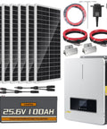 No Hassle Complete Off Grid Solar Power Kit Featuring Smart App Control Six 200W Premium Panels and accessories for RV living.