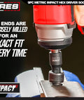 Nine Piece Metric Impact Hex Driver Set With Chrome Moly Steel And Manganese Phosphate Coating in use on automotive part