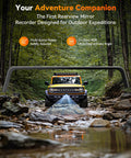 SUV with G900 Tripro Bumper 3 Channel 4K Mirror Dash Cam navigating rocky forest stream