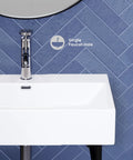 Claire 24 Inch Ceramic Console Sink In Glossy White Basin With Scratch-Resistant Non-Porous Ceramic Surface, Pre-Drilled Faucet Hole