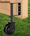 Heavy Duty Gate Caster Wheel With Bearing And Spring Loaded Shock Absorbing Mechanism installed on wooden gate