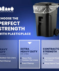 Heavy Duty 95 To 96 Gallon Clear Trash Bag Liners 1.5 Mil Thick Jumbo Rollaway Bin Sacks Tough For Heavy Yard Debris And Commercial Waste 25 Count Pack in use on trash bin.
