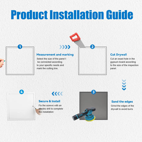 Badass 24X24 Access Panel For Drywall And Ceilings Featuring 1MM Aluminum Build instructional steps for installation guide.