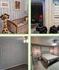 Green Stripe Peel And Stick Wallpaper Self Adhesive Removable Contact Paper For Shelves Drawers And Cabinets on walls in various rooms.