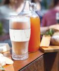 Freezable Insulated Pint Mugs Set Of 2 Double Walled Frosty Drink Glasses With Gel Core Keeps Beer And Cold Brew Icy Longer 16 Oz Marble Chilled Beverage Tumblers with drink and food.