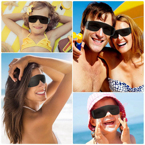 People wearing 4 pairs UV resistant safety glasses anti fog protective eyewear for indoor outdoor use tanning goggles black glasses