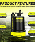 Next Level Half Horsepower Submersible Water Pump Designed For Rock Solid 2650 Gallons Per Hour Flow with top discharge and 16.4FT cord.