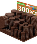 300 Piece Sweet Assorted Furniture Felt Pads Brown Non Scratch Floor Protectors Includes Cabinet Door Bumpers Heavy Duty kit display.