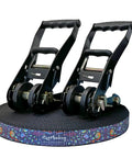 1 Inch Slackline Kit With Dual Ratchet System 82 Foot Jungle Line with two ratchets and two-tone webbing