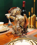 Steampunk Dragon Wine Bottle Holder With Two Glasses Metal Gothic Wine Rack For Home Bar Man Cave Decor Gift For Men 11 Point 6 Inch High