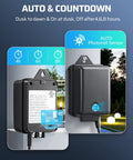 60W Low Voltage Landscape Transformer with dusk to dawn photocell showing 4H, 6H, 8H timer settings in outdoor environment