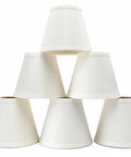 Set Of 6 Linen Drum Chandelier Lamp Shades For Ceiling Pendants, Clip On Hardback, 3 Inch Top, 6 Inch Bottom, 5 Inch High