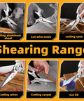 Heavy Duty All Purpose Scissors With Stainless Steel Blade And Small Serrations Metal Handle Shears For Home And Office Cut Cardboard Fabric Leather Wires Carpet Rope Like A Boss Built For Pro DIY Projects, cutting aluminum sheet and wire mesh