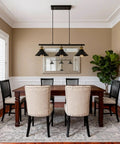 Dining room with 3 Light Kitchen Island Pendant Light Fixture Dope Farmhouse Linear Hanging Lighting Industrial Chandelier Matte Black Finish